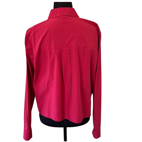 Eileen Fisher Washed Organic Cotton Poplin Classic Collar Short Shirt, Azalea, S - Picture 7 of 13